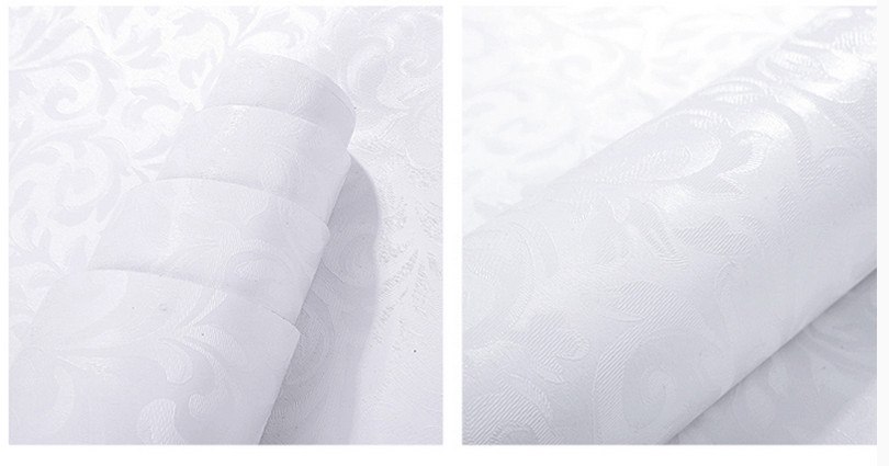 Giấy decal cuộn họa tiết lá cổ điển trắng